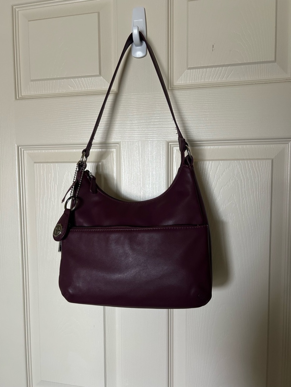 Giani Bernini Nappa Leather Hobo Bag Burgundy 2 Outer Zip Pockets NWOT